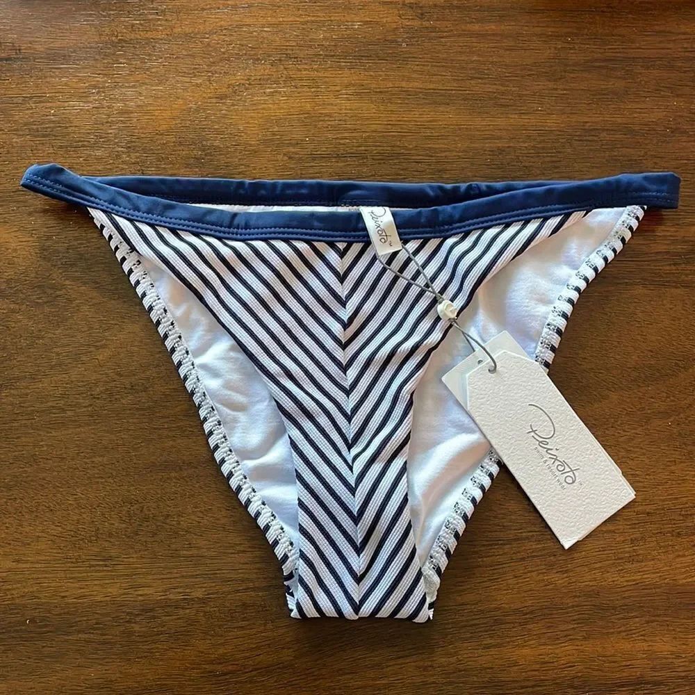 Peixoto Navy and White Striped Swimsuit Bottoms